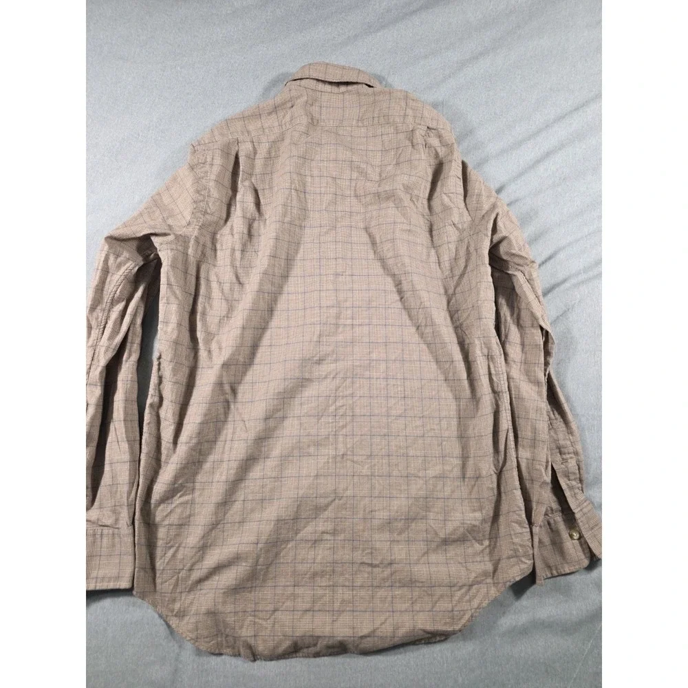 Polo Ralph Lauren Button Up Shirt‎ Mens Medium Brown Glen Plaid Pattern